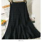 Korean stripe high waist thin solid color versatile knitted skirt  2648