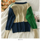 Haut cardigan à simple boutonnage avec coutures contrastées vintage Hong Kong pour femme 2025