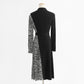 Pleated knitted dress small woman temperament thin medium long  2267