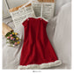 Sweet and versatile high waist thin split short suspender skirt  2690