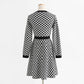 Small fragrance dress long sleeve slim thousand bird check skirt  2425