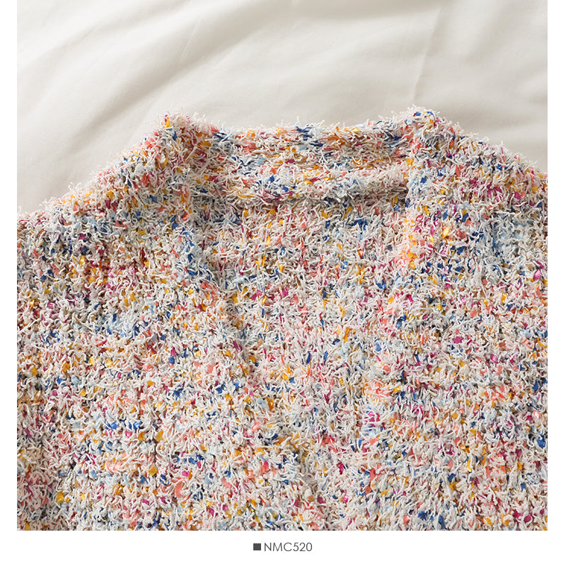 Pull fin et ample à manches longues avec pompons en laine élégant 2036