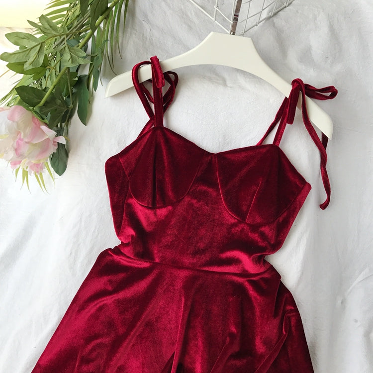 Bandage dress velvet suspender harbor style suspender skirt  3275