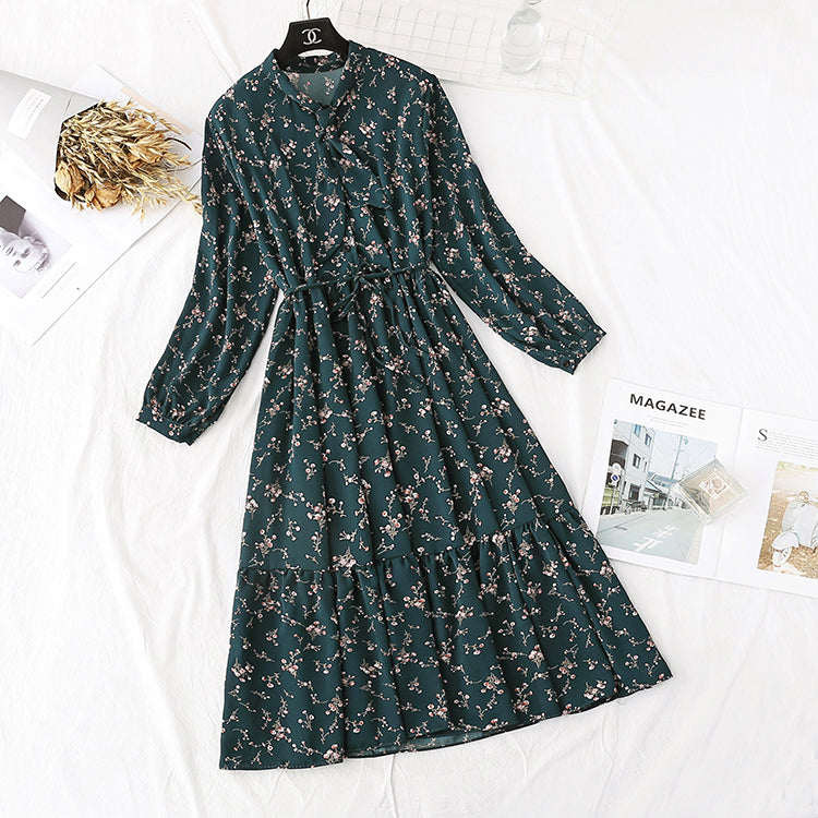 French retro long sleeved Chiffon Dress fairy super fairy series  2165