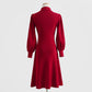 French retro noble and elegant temperament red knitted dress  2197