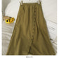 Hong Kong style retro elastic waist thin medium length split skirt  2628