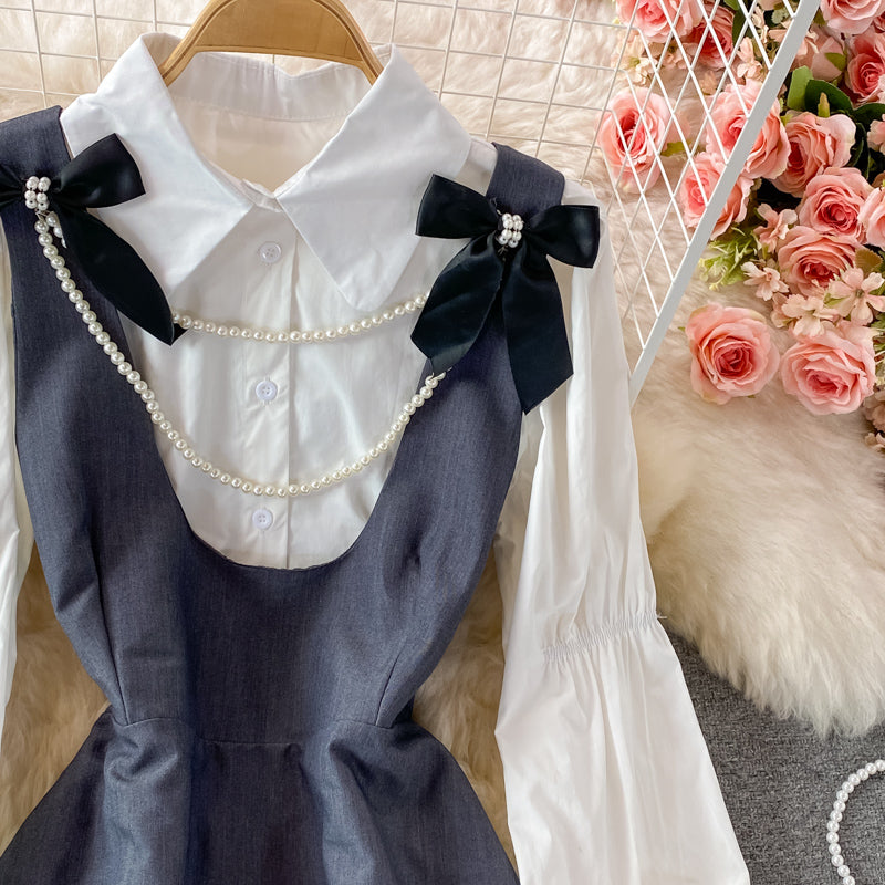 Robe rétro française pour fille avec nœud 3002