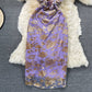 Robe portefeuille à col montant et à imprimé fée du vent doux 3329