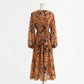 Long sleeved Chiffon floral skirt, thin during tea break  2131