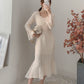 New women's dress with waist closed to show thin temperament French mesh super fairy fishtail  2130