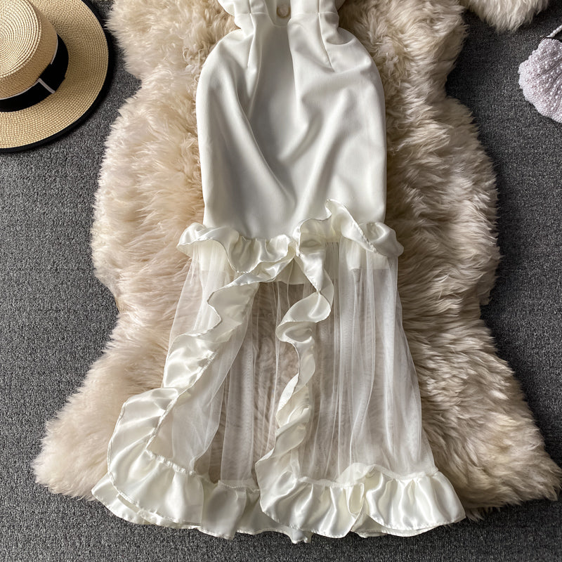 Soutien-gorge sexy sac à bandoulière exposé robe queue de poisson hanche fil 3154
