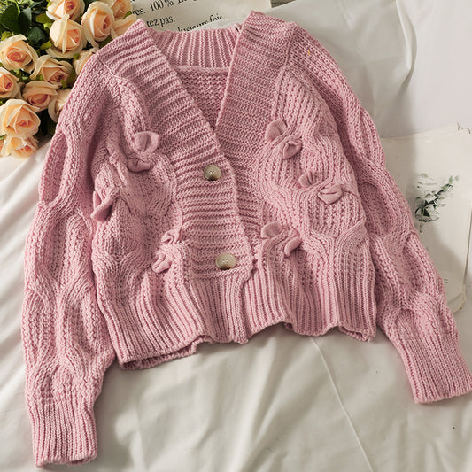 Pull cardigan ample et fin à deux boutons en automne 1742