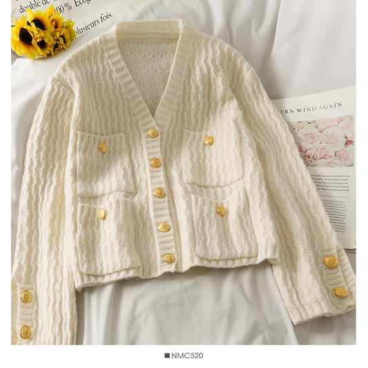 Pull cardigan slim rayé Veste pull à manches longues 1758