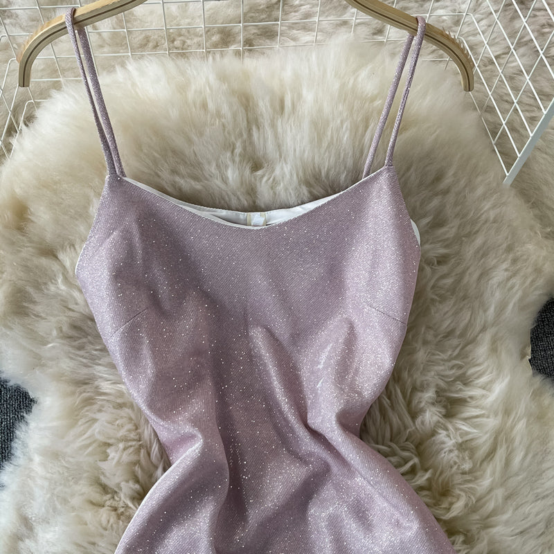 Robe sexy à bretelles slim robe étoilée 2897