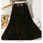 Korean Vintage golden velvet elastic waist thin skirt  2607
