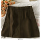 Simple and versatile open line high waist slim A-line skirt  2605