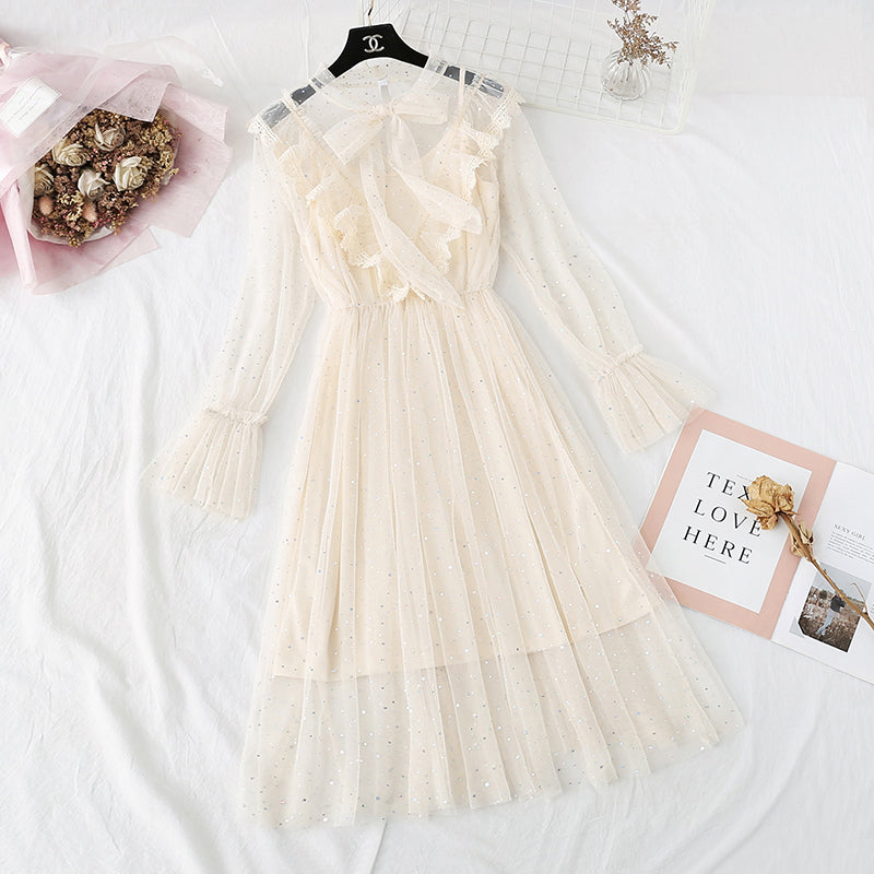 French first love skirt retro super fairy suspender bottom skirt two-piece set  2367