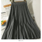 Hong Kong style retro vertical stripe elastic waist thin solid A-line skirt  2625