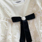 Robe à col en V en dentelle française Jupe trapèze ample à volants 3111