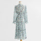 Gentle style, thin floral skirt, V-neck Chiffon Ruffle Skirt  2211