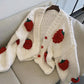 Joli cardigan à fraises tridimensionnel à manches longues 1477