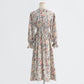 Long sleeve floral dress long fairy French Vintage Chiffon  2430