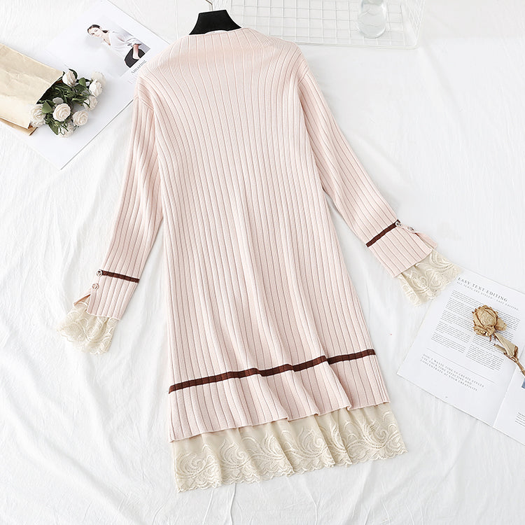 Two fake skirts with royal sister sweater and lace stitching  2296