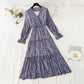 New style skirt retro minority V-neck Pleated Chiffon Skirt  2417