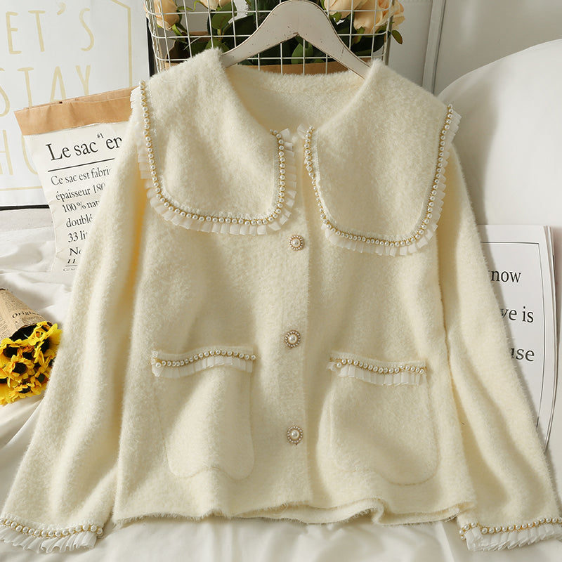 Manteau ample en peluche, pull féminin polyvalent à manches longues 1798