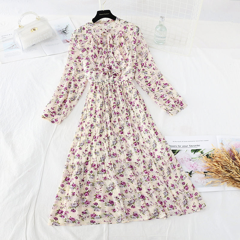 New French Vintage Chiffon lotus leaf side long skirt fairy super fairy series  2387