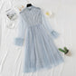 Heavy industry three-dimensional flower lace dress fairy mesh two-piece set  2466