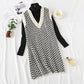 Net red mink velvet checkered sweater vest vest vest dress  2474