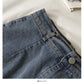 Light denim skirt with thin waist and ruffle edge  2561
