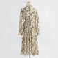 Temperament: slim waist, long sleeved chiffon dress with backing  2214