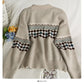 Nouveau cardigan à carreaux à boutonnage simple, pull à manches longues 2055
