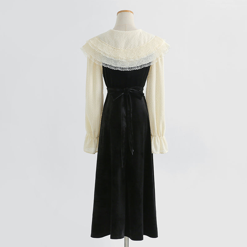 Hepburn black suspender dress two piece suit female  2273