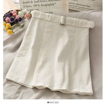 Retro leisure high waist bandage slim A-line skirt  2634