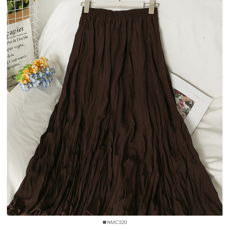 Pleated loose slim high waist pleated skirt  2560
