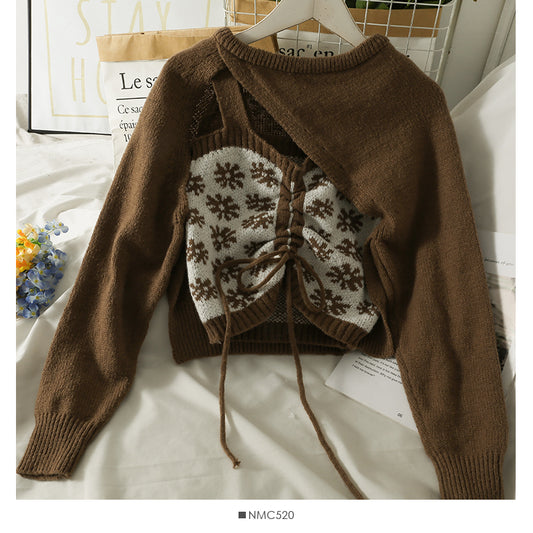 Pull à manches longues et col rond avec bretelles à l'intérieur 1797