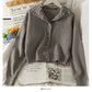 Pull cardigan slim à simple boutonnage avec revers perlés 2034