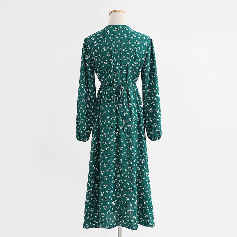 New women's V-neck Chiffon Floral Dress  2229