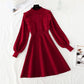Knitted sweater dress women's new French waistband looks thin and retro Hepburn  2147