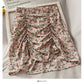 Korean floral pleated high waist skirt  2618