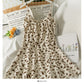 Hong Kong style retro small fresh broken flower low neck backless suspender skirt  2688