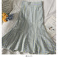 Sweet style print medium length high waist fishtail skirt  2638