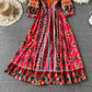 Robe à col en V avec broderie industrielle lourde 3187