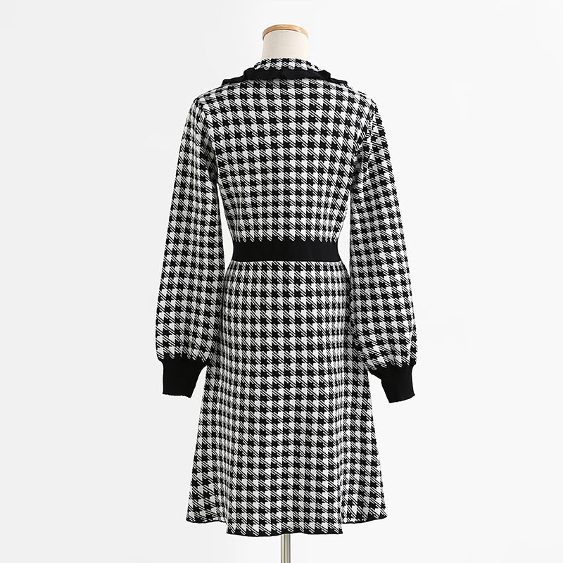 Qianniao lattice slim waist knit dress women's high waist bottomed skirt  2342