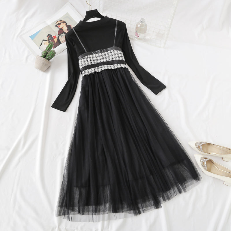 Wool suspender vest mesh bottomed dress two-piece suit  2287