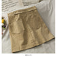 Simple and versatile solid high waist casual A-line skirt  2665