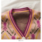Pull court ample à manches longues et col en V pour femme, imprimé vintage, à carreaux, automne, 2066